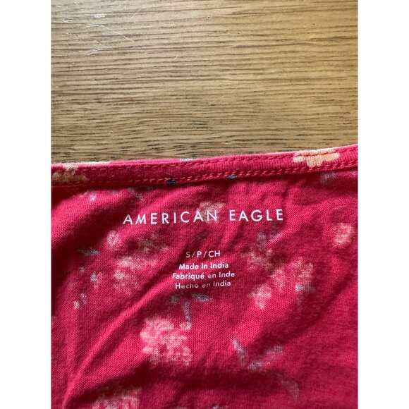 American Eagle Cropped Tie Top Button Front Floral Boho Women's Size Small - Picture 6 of 13